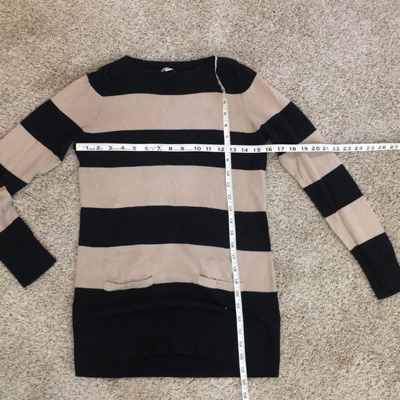 ANN TAYLOR LOFT black tan stripe sweater, small - Picture 5 of 6